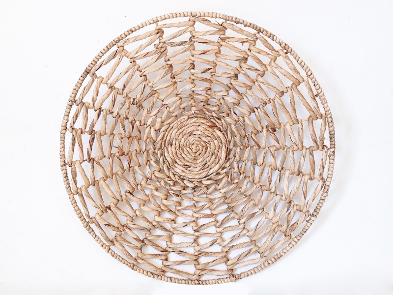 Premium Circular Water Hyacinth Wall Decor - Handwoven Bohemian Wall Art